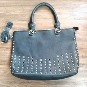 Lionel black faux leather tote/shoulder bag